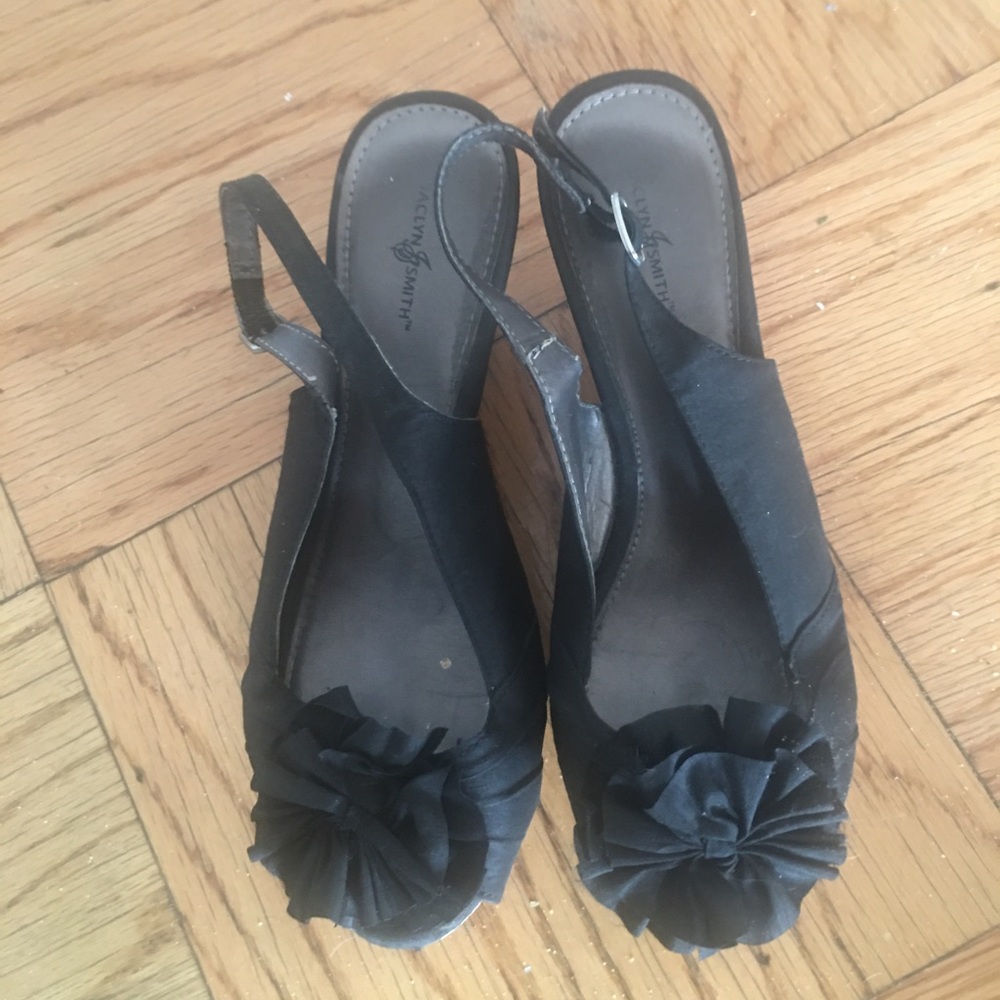 Jaclyn Smith Black Slingback Espadrilles Size 6.5